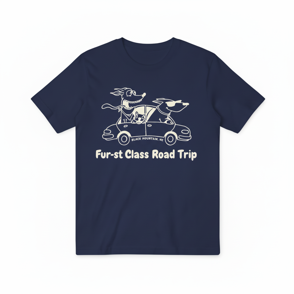 Navy Blue Fur-st Class Road Trip T-shirt