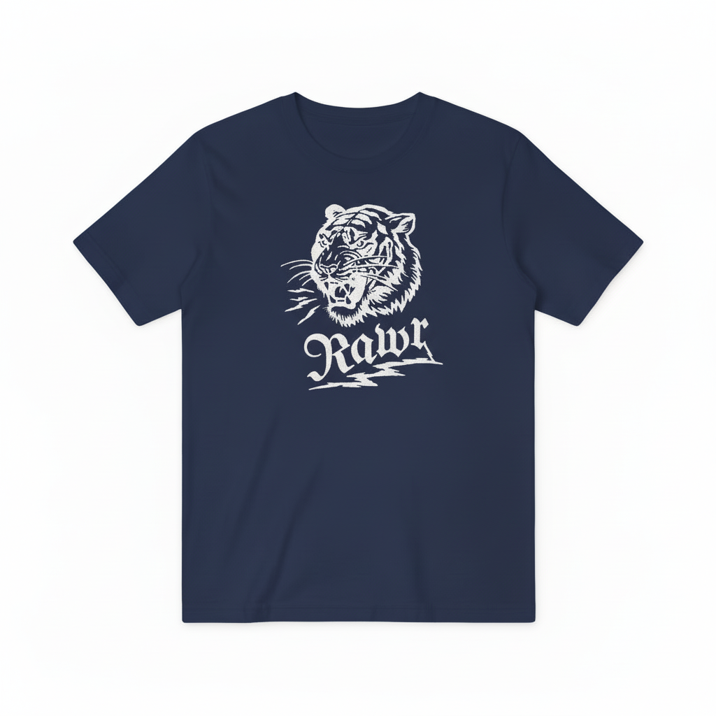 Navy Tee White Tiger Aligned