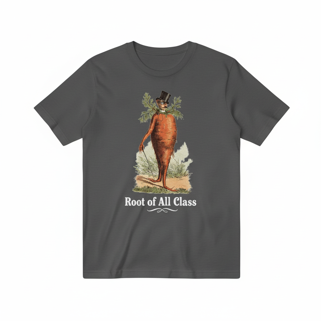 Root of All Class Dark Gray T-Shirt White Background
