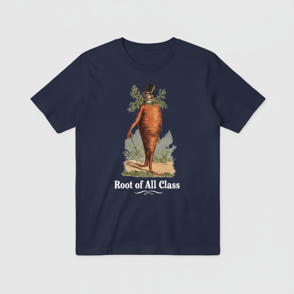 Root of All Class Navy Blue T-Shirt White Background