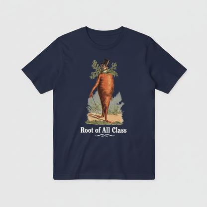 Root of All Class Navy Blue T-Shirt White Background