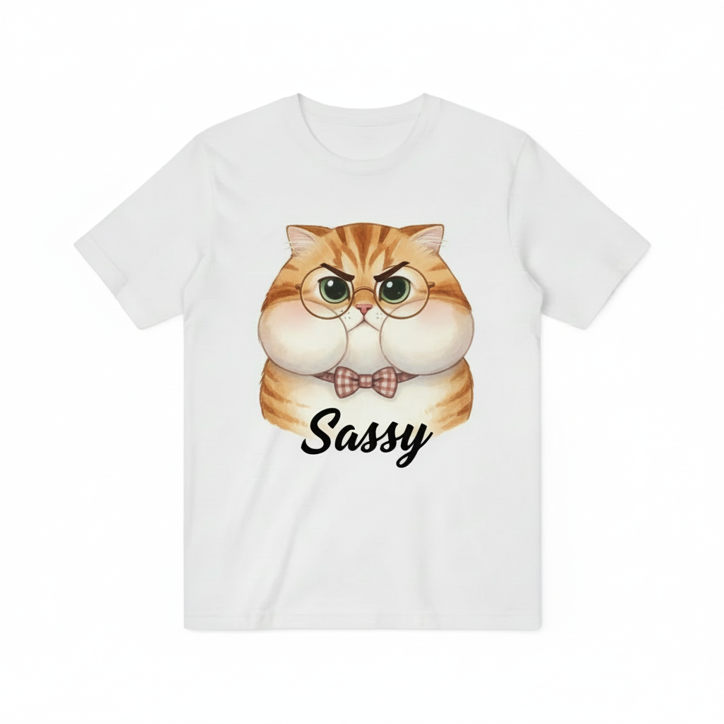 Sassy Cat T-shirt E-commerce White Background