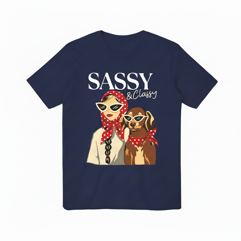 Sassy Navy Blue T-shirt - Original Print White Text