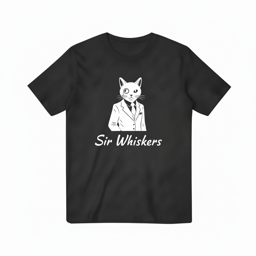 Sir Whiskers Black T-shirt
