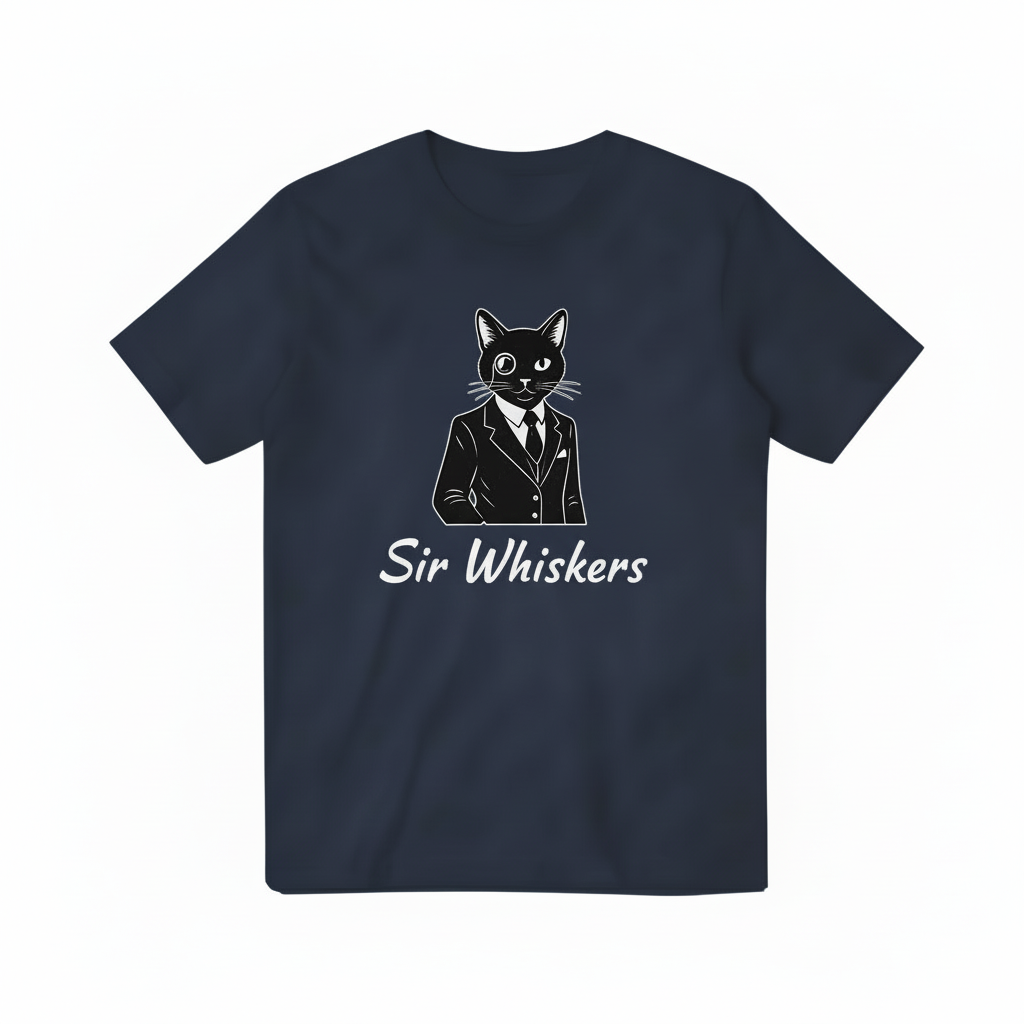 Sir Whiskers Navy Blue T-shirt
