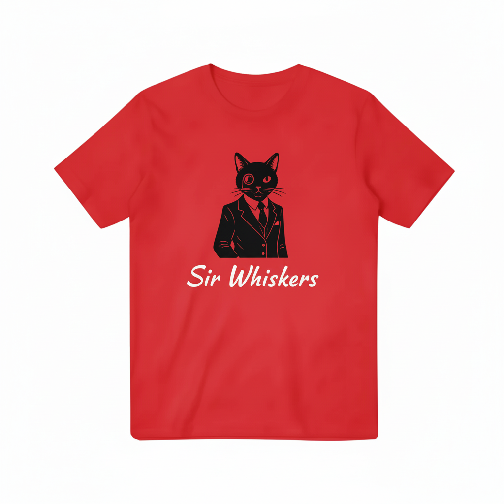 Sir Whiskers Red T-shirt #D9001B