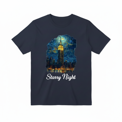 Starry Night 深蓝色T恤电商白底图