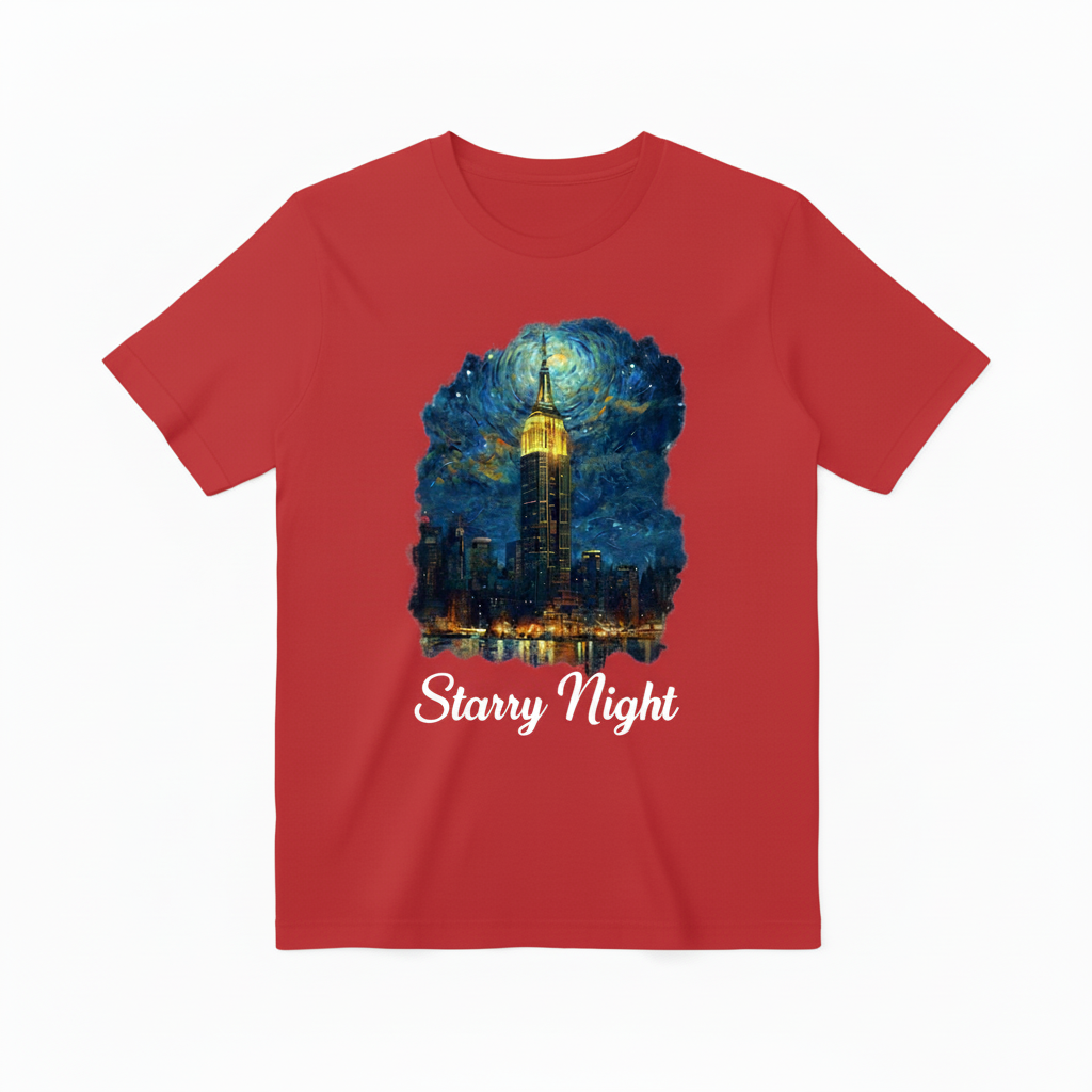 Starry Night 红色T恤