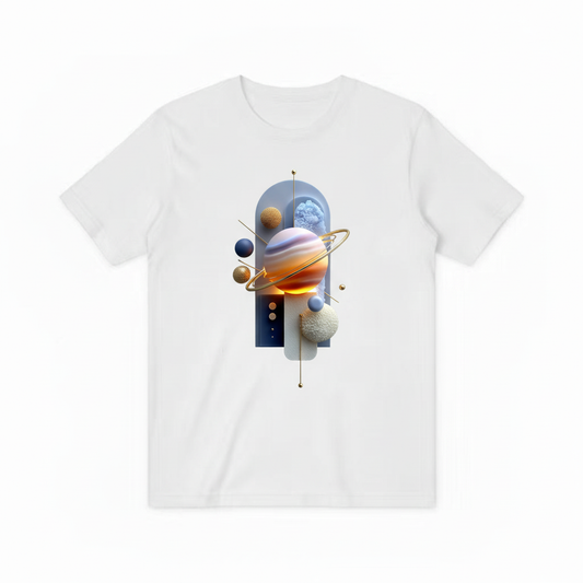白色T恤 - 3D宇宙星球设计
