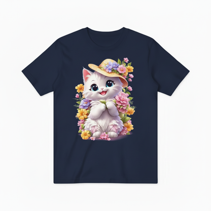 小猫花帽T恤-深蓝色