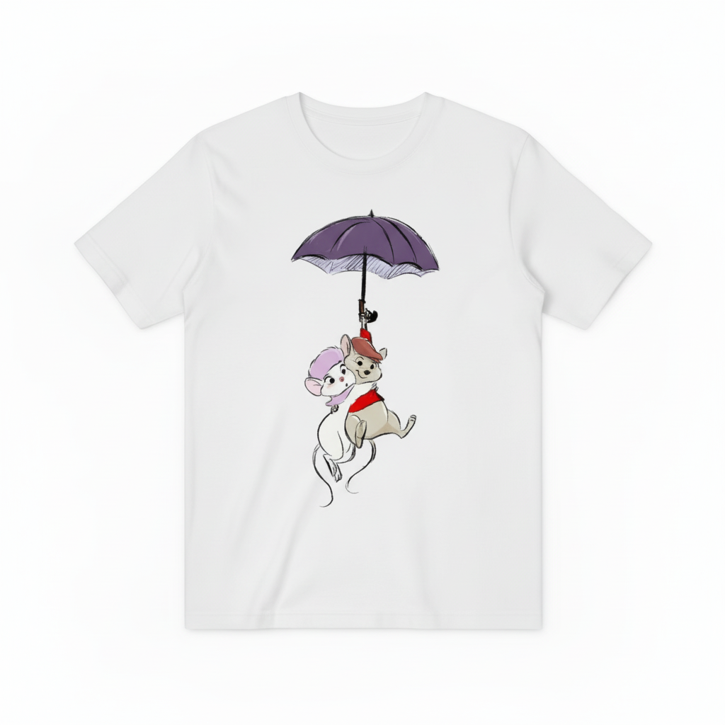白色老鼠雨伞T恤
