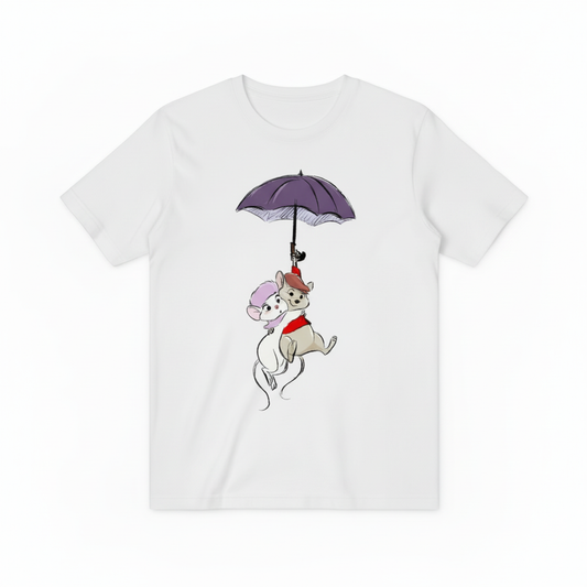 白色老鼠雨伞T恤