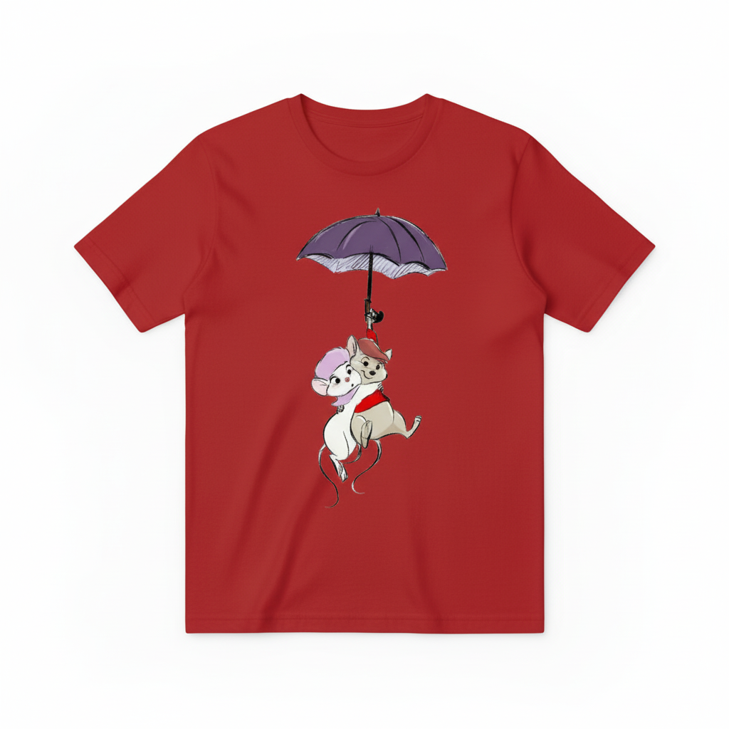 红色老鼠雨伞T恤