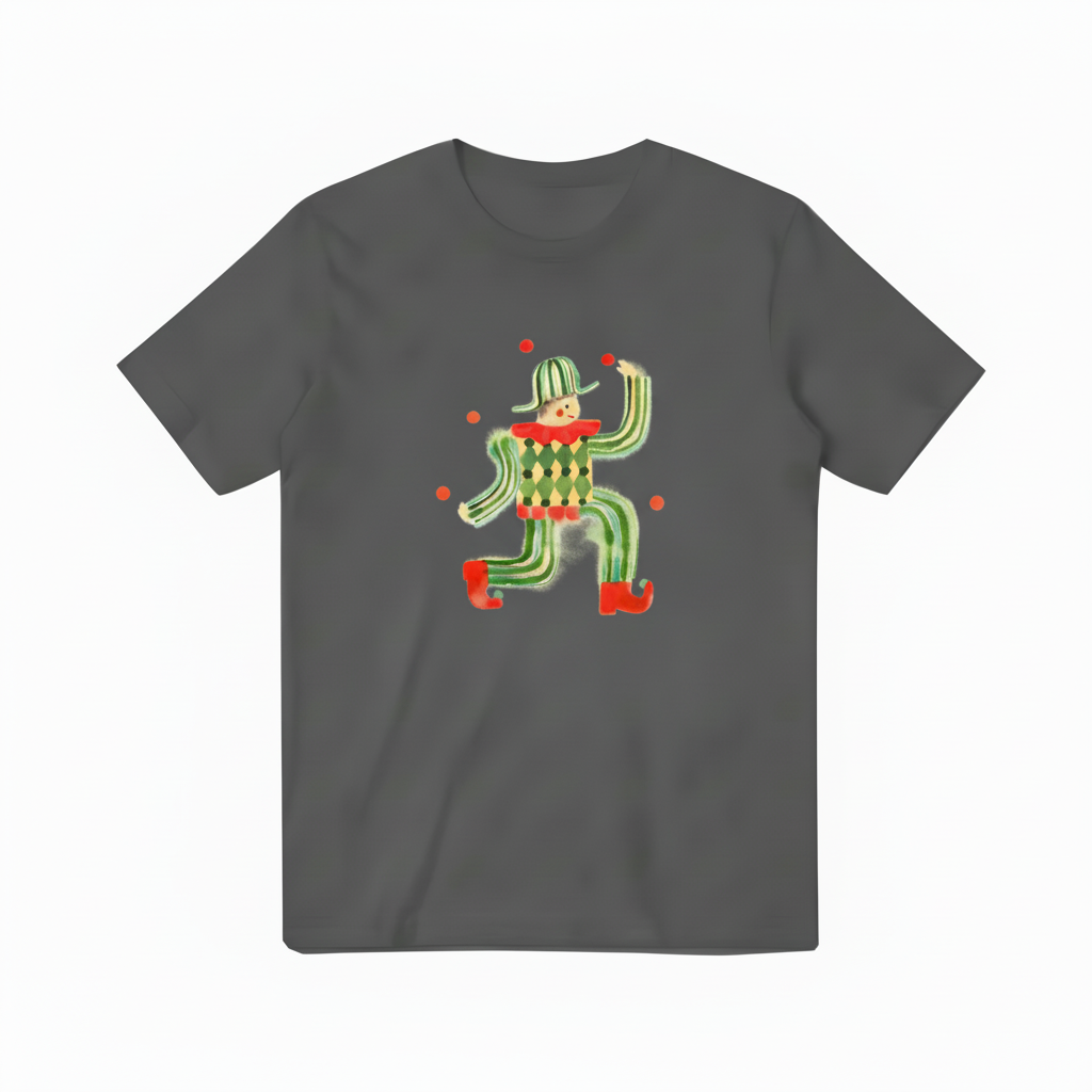 深灰色T恤彩色印花