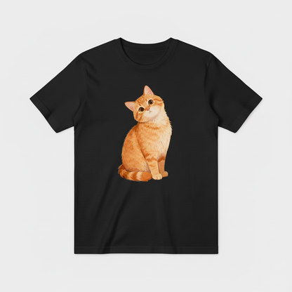 黑色T恤-橙色小猫