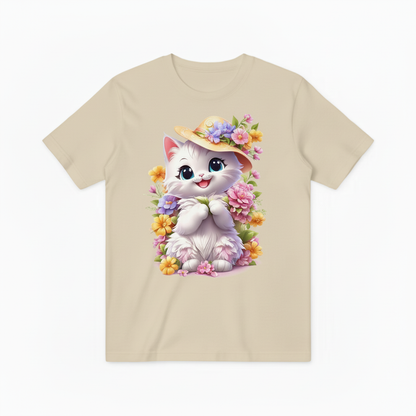 小猫花帽T恤-米黄色