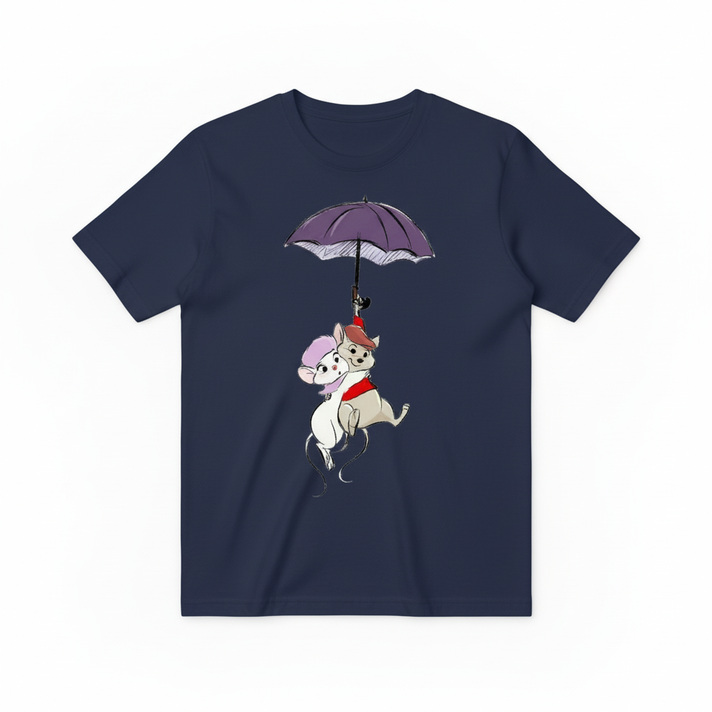 深蓝色老鼠雨伞T恤