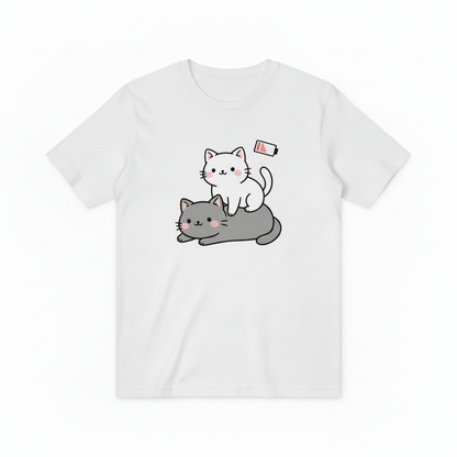 猫咪充电白色T恤