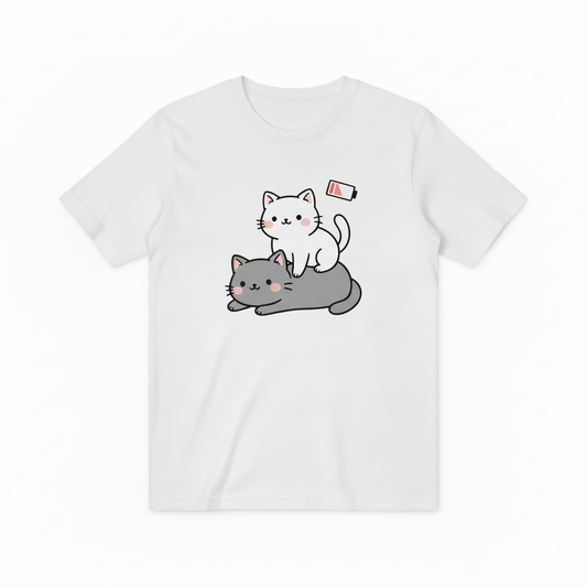 猫咪充电白色T恤