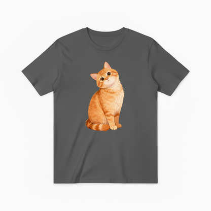 深灰色T恤-橙色小猫