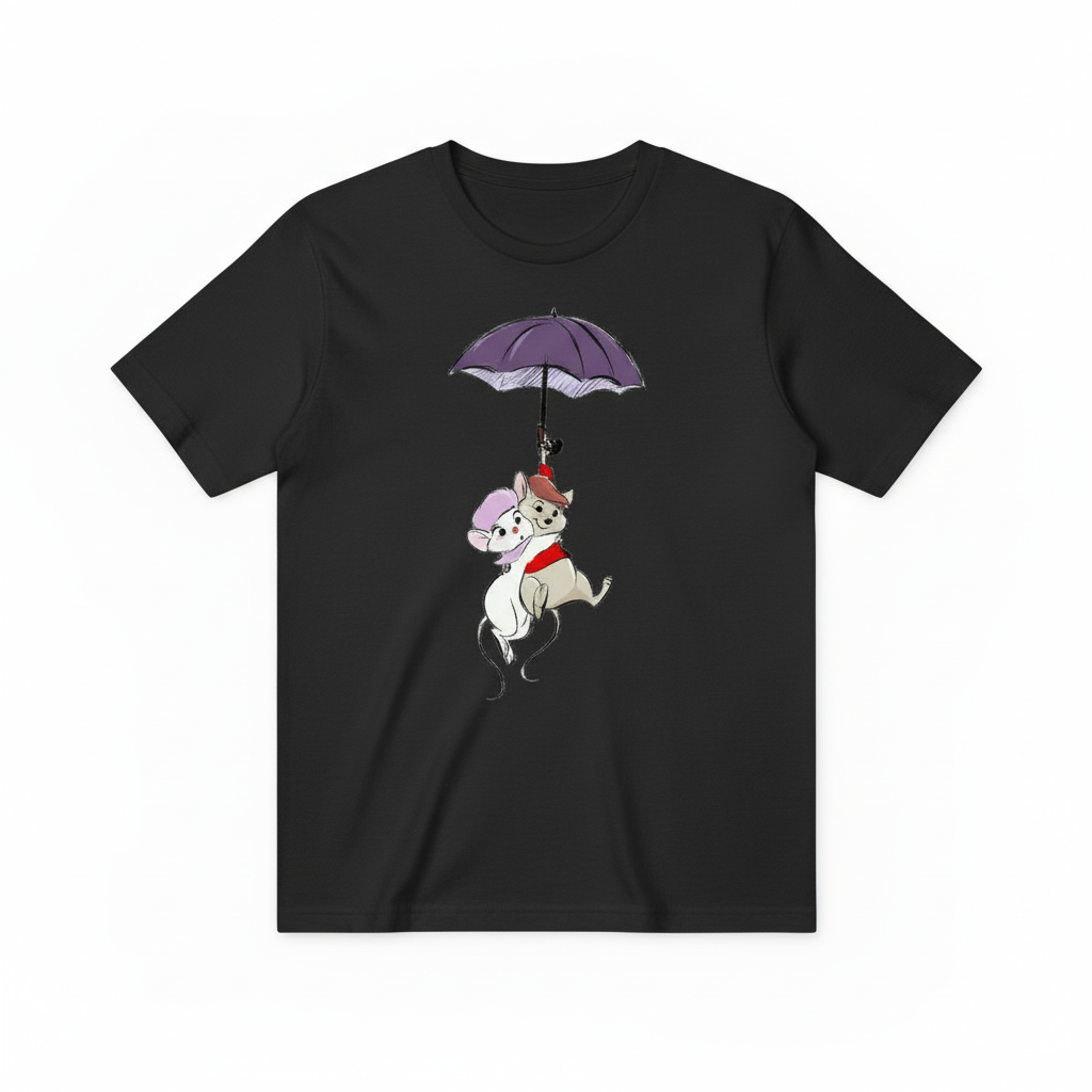 黑色老鼠雨伞T恤