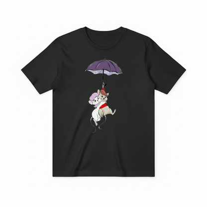 黑色老鼠雨伞T恤
