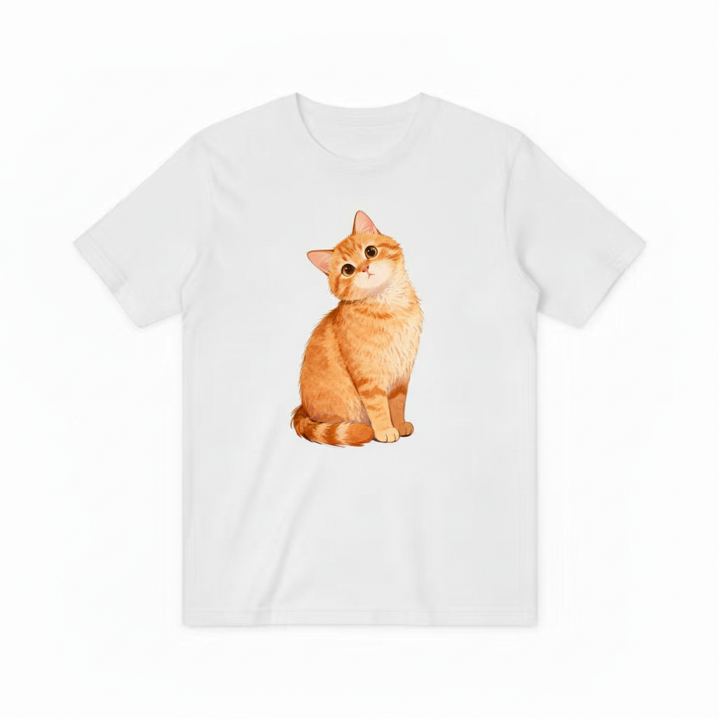 橙色小猫白色T恤效果图-纯净版