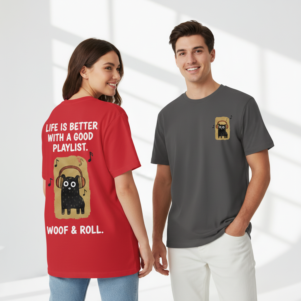 "Woof & Roll"Dog Tee
