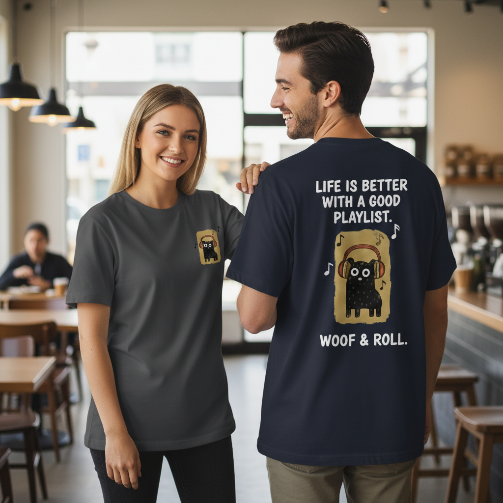 "Woof & Roll"Dog Tee