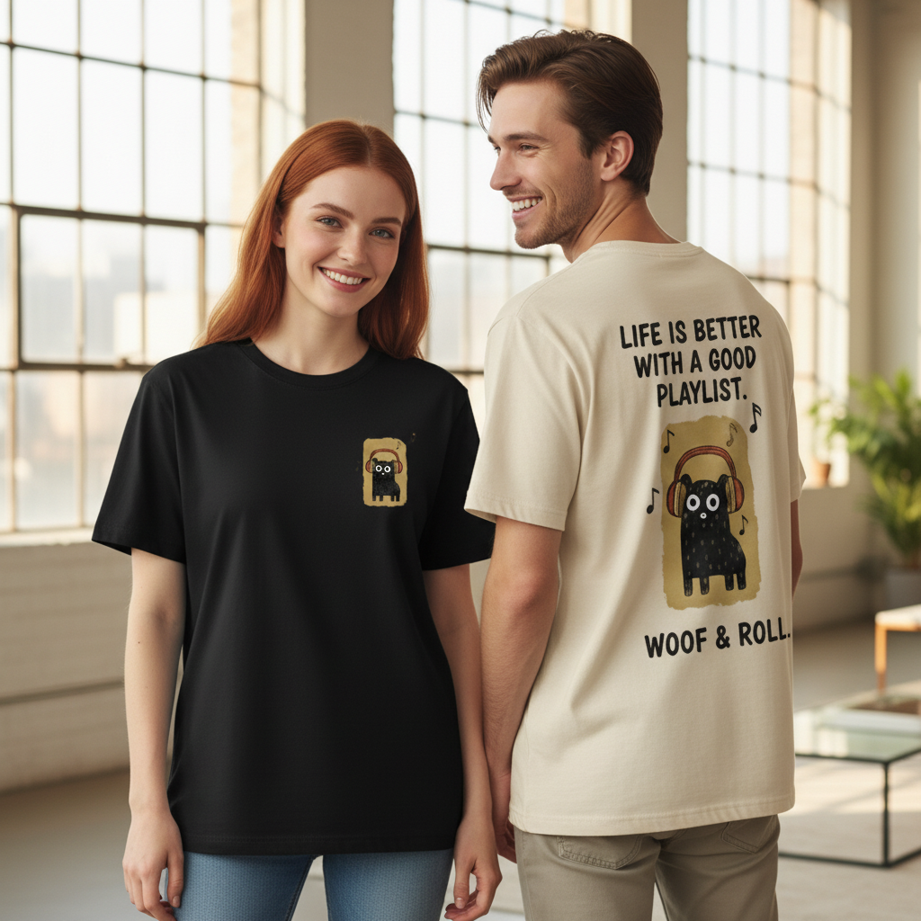 "Woof & Roll"Dog Tee
