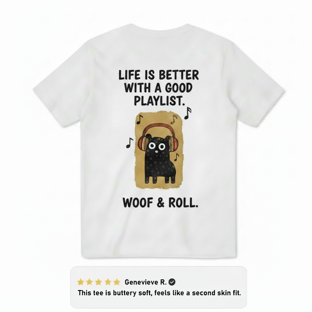 "Woof & Roll"Dog Tee