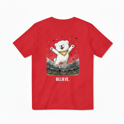 Believe Celebrating Dog Soccer Tee