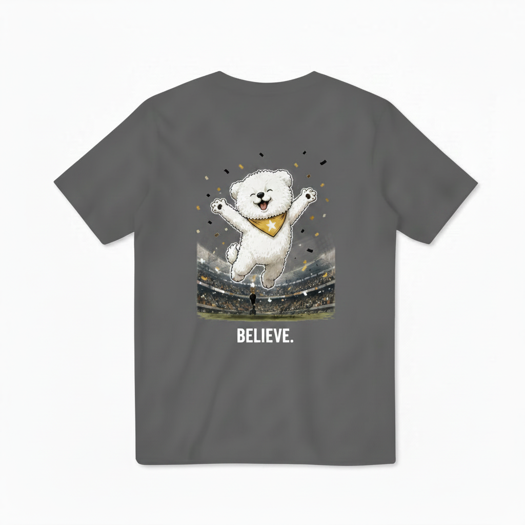 Believe Celebrating Dog Soccer Tee