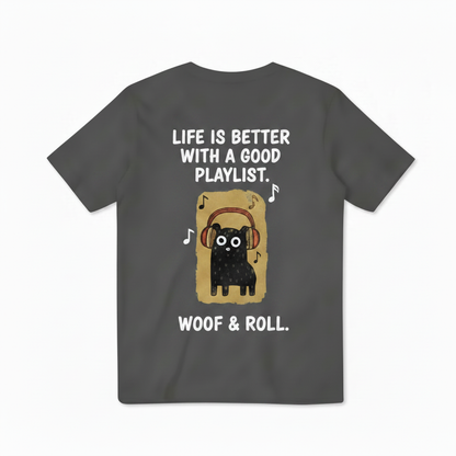 "Woof & Roll"Dog Tee