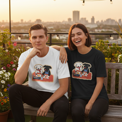 Painting Dogs Cute Duo Graphic Tee – Dog Lover Gift T7093