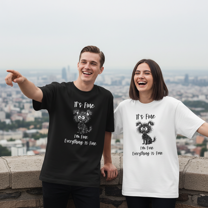 "Everything Is Fine" Funny Messy Dog Graphic Tee T2026