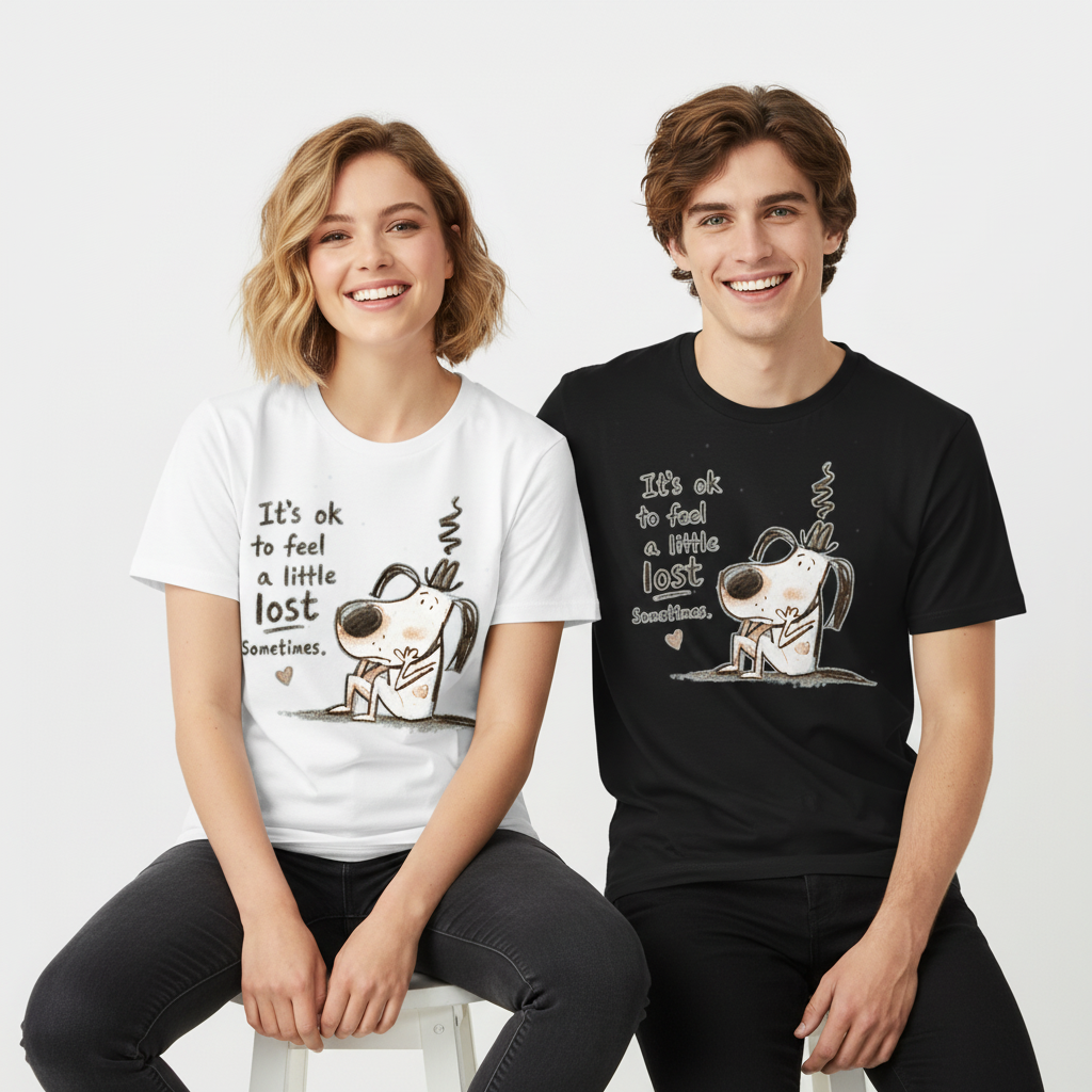 It's Ok To Feel Lost Cute Dog Graphic Tee T7116