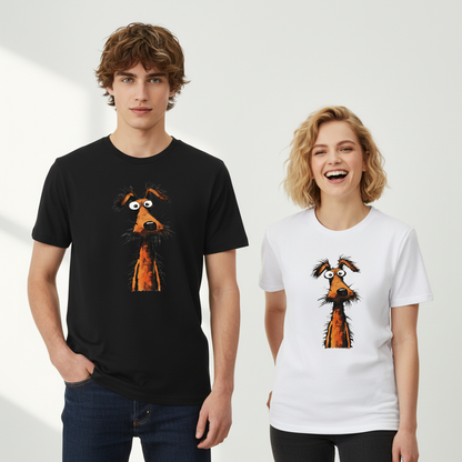 Crazy Eyes Funny Scruffy Dog Cartoon Graphic Tee T7111