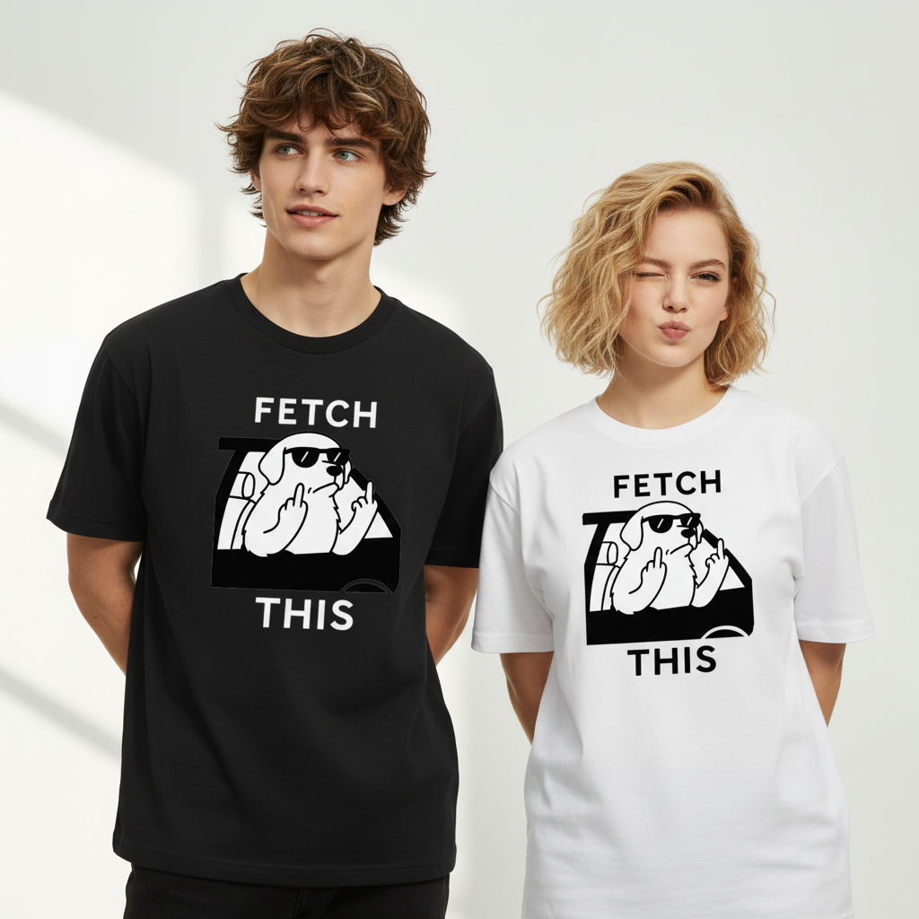 "Fetch This" Funny Rebel Dog Car Graphic Tee T7123