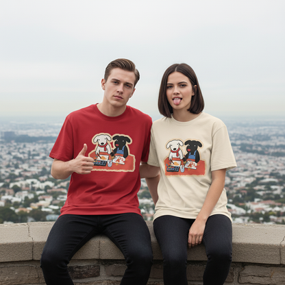 Painting Dogs Cute Duo Graphic Tee – Dog Lover Gift T7093