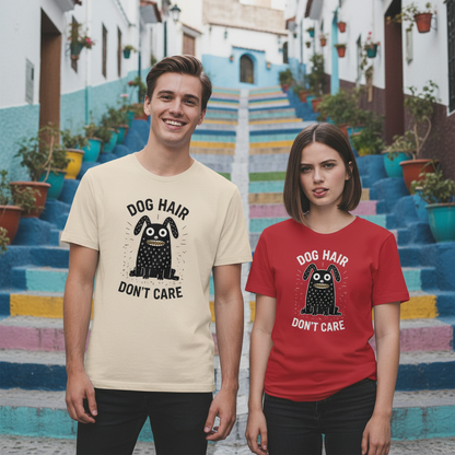 "Dog Hair Don't Care" Funny Monster Dog Graphic Tee T7101