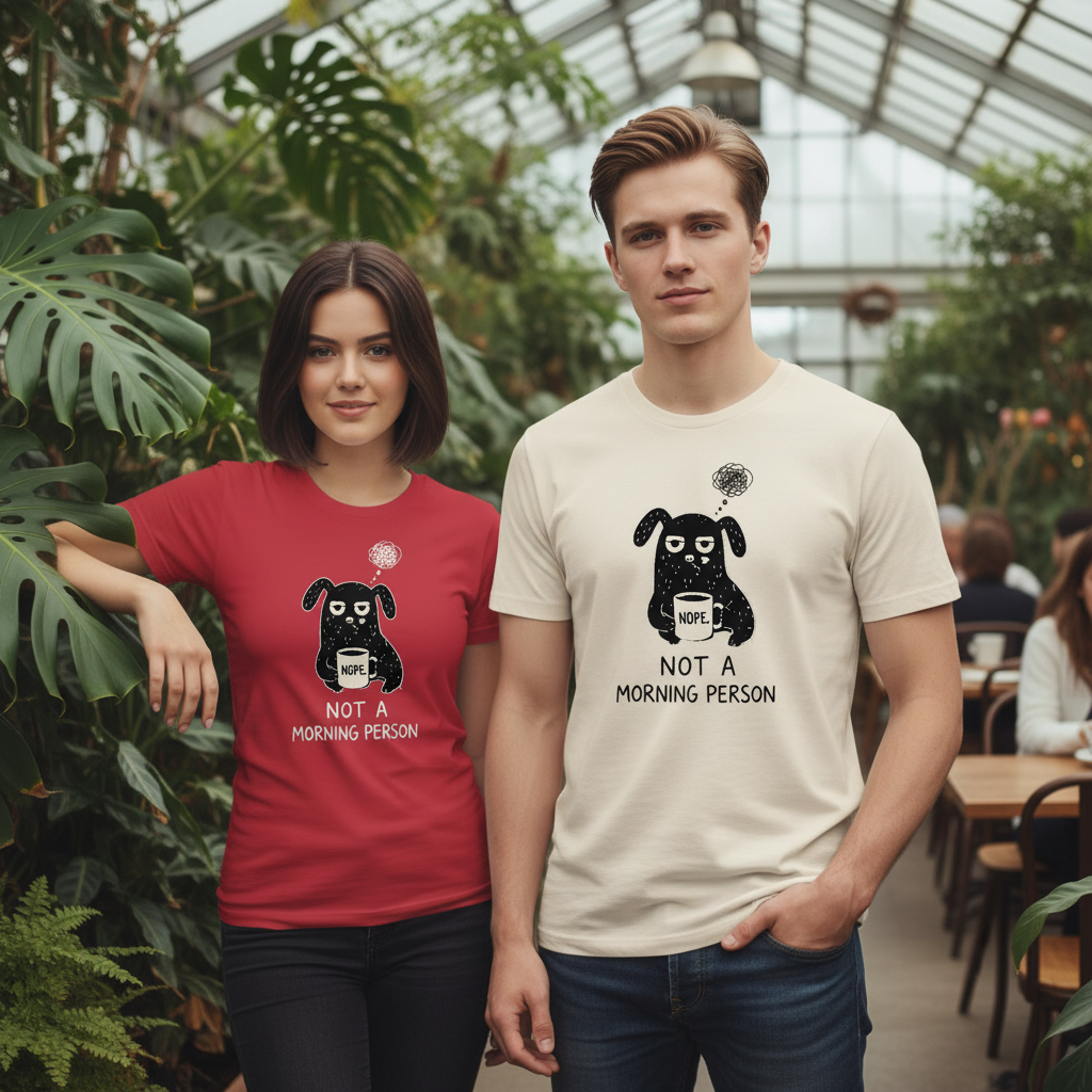"Not a Morning Person" Funny Grumpy Dog Graphic Tee T7100