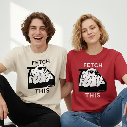 "Fetch This" Funny Rebel Dog Car Graphic Tee T7123