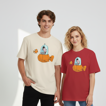 Dog in Fish Sub Funny Graphic Tee T7118