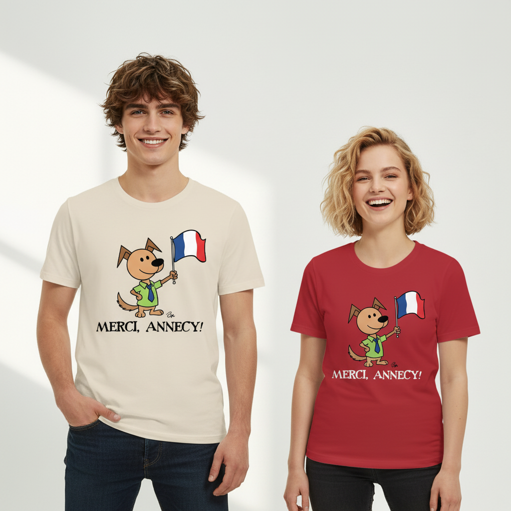 Merci Annecy Funny Dog Graphic Tee T7115
