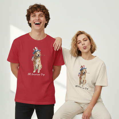 "All-American Pup" Patriotic Golden Retriever Tee T7120