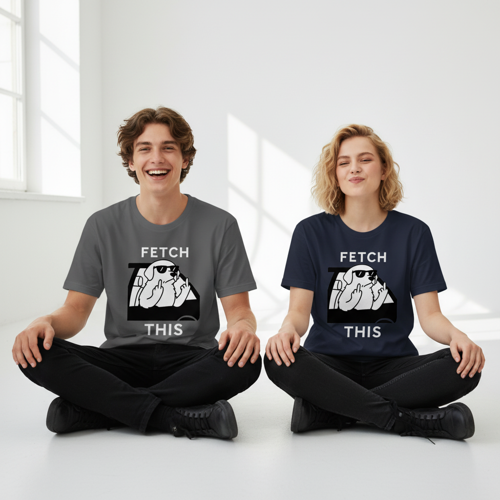 "Fetch This" Funny Rebel Dog Car Graphic Tee T7123