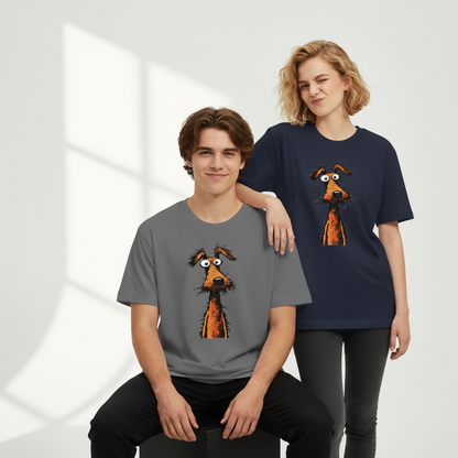 Crazy Eyes Funny Scruffy Dog Cartoon Graphic Tee T7111