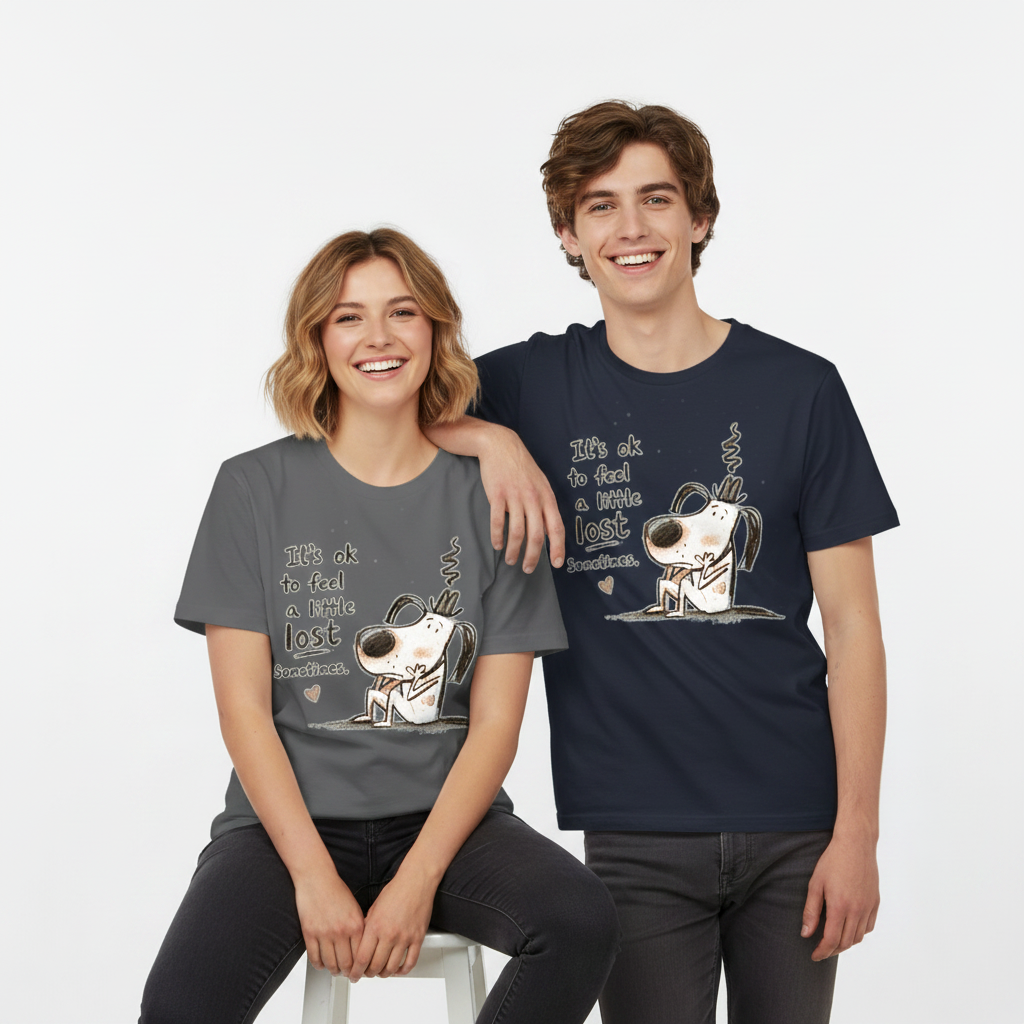 It's Ok To Feel Lost Cute Dog Graphic Tee T7116