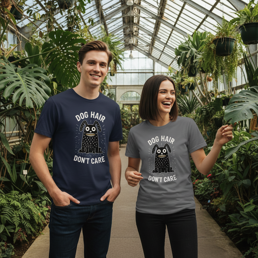 "Dog Hair Don't Care" Funny Monster Dog Graphic Tee T7101